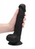 Czarne dildo z jądrami na przyssawce 22,8 cm